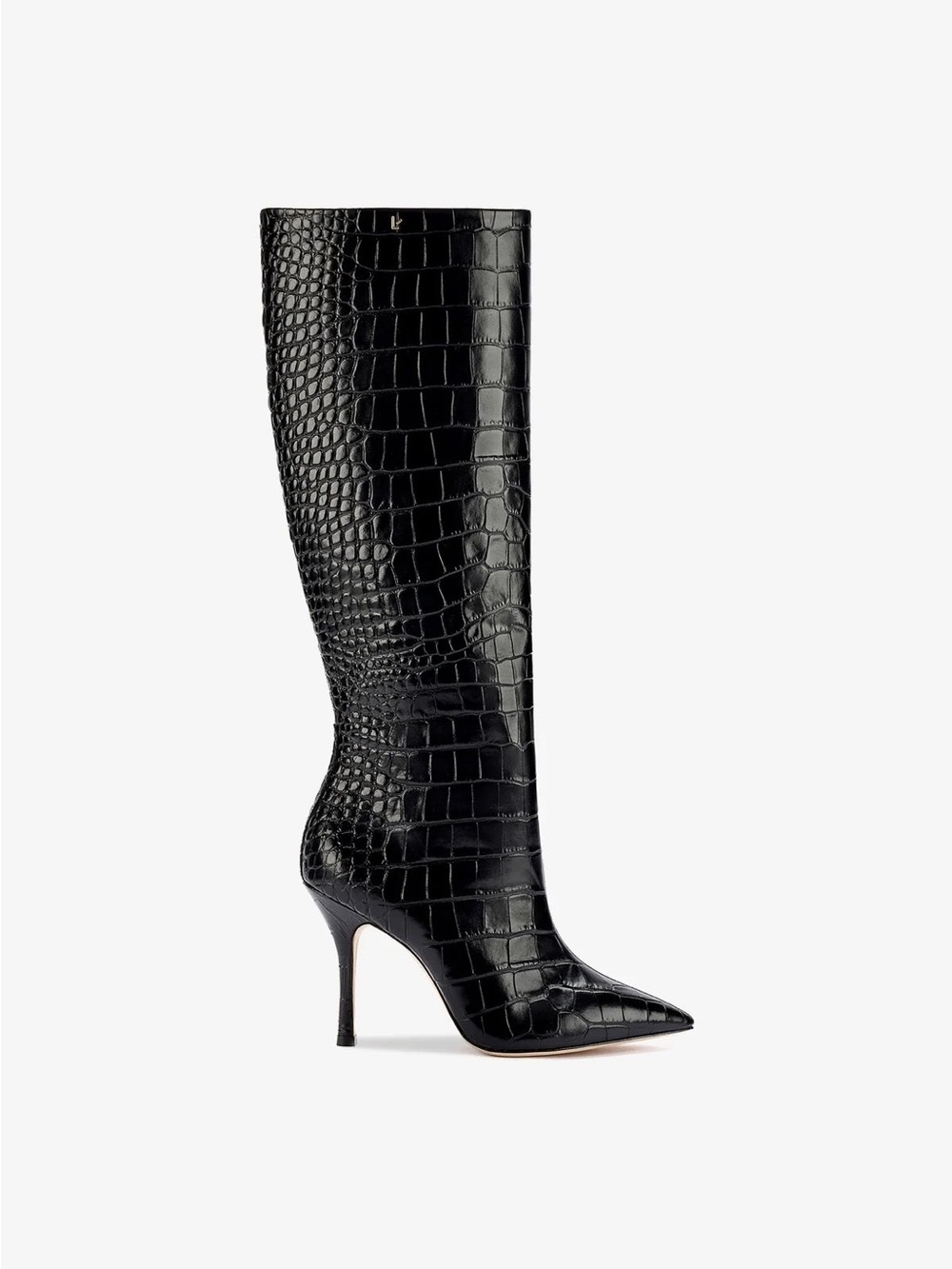 Larroude Kate Boot Black Stamped Leather 9.5